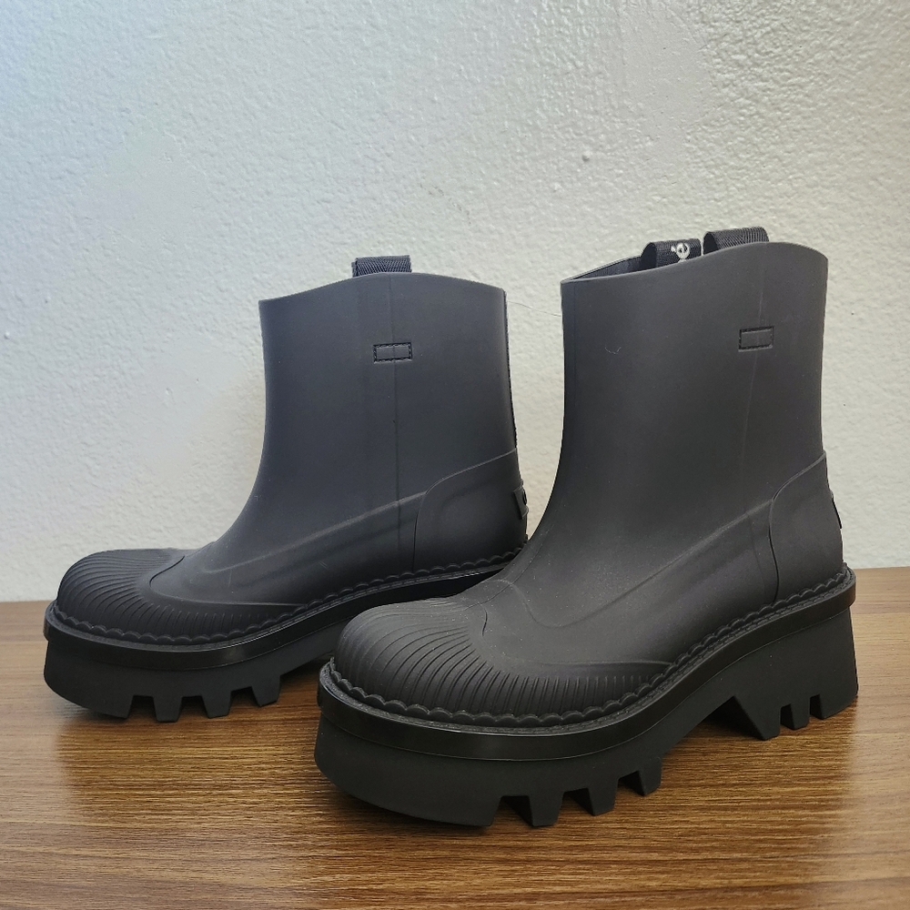 Chloé Betty Rain Boots Black Size 37 Chunky Platform Rubber Boots Designer - Picture 8 of 9